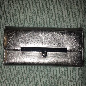 Silver Metallic Geo-Print Wallet